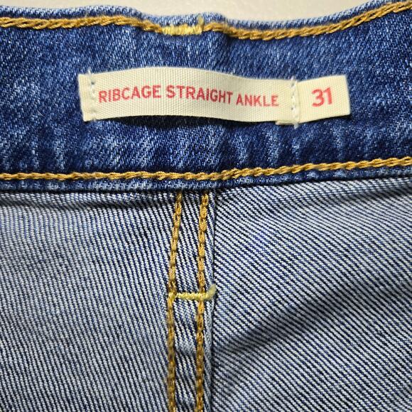 Levi's Button Fly‎ Ribcage Straight Ankle Jeans in Summer Slide Women's Size 31 - Picture 6 of 7